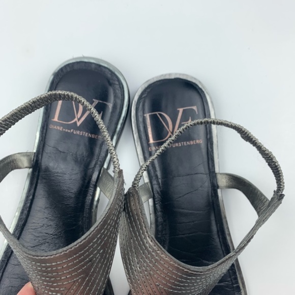 Diane Von Furstenberg womens Karta pewter sandal 7 - Picture 3 of 8